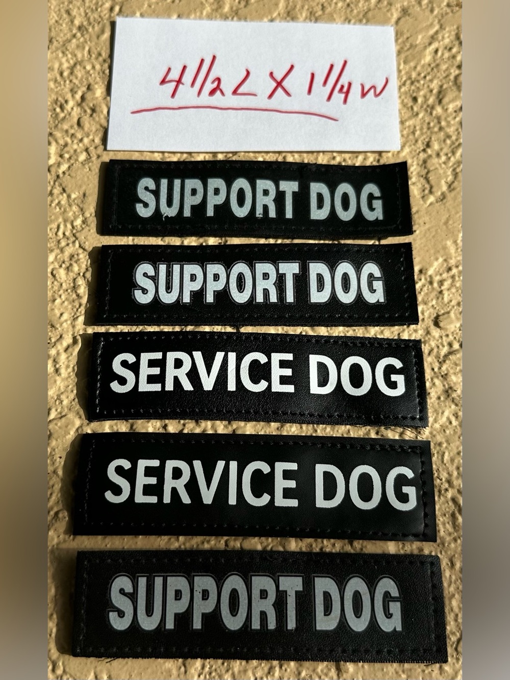 Support Dog (3) Service Dog (2) Reflective Hook and Loop Patches for Vest NEW